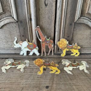 Vintage Merrimack Die Cut Gift Tags Circus Animals Horse Lion Child Birthday 80s